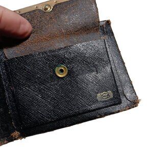 Vintage ID WALLET 1960s leather Western Bifold Mens BLACK Crest Craft